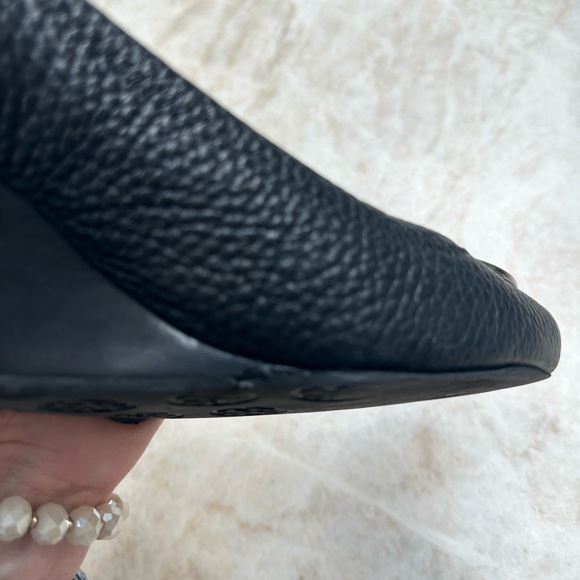 TORY BURCH Sally Wedge Black/silver logo Size 8 - Picture 7 of 11